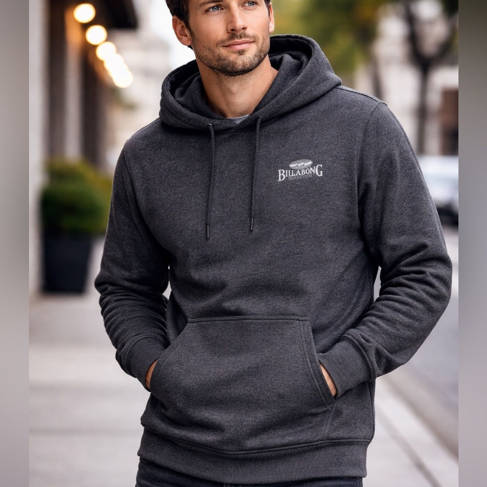 Billabong Charcoal Pullover Hoodie Sz MEDIUM NWT